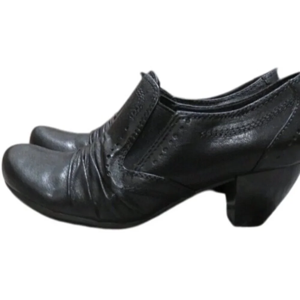 Bare traps Classic Black Quality Ruched leather stacked heel ankle boots